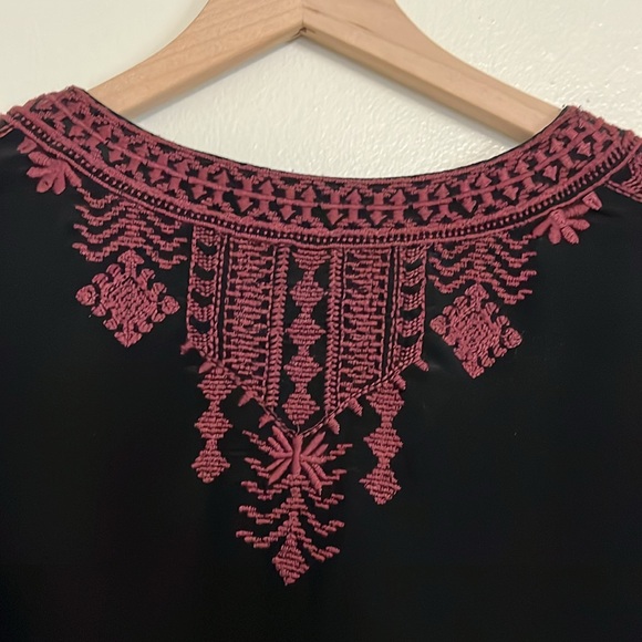 Johnny Was Workshop Gene Swing Blouse, Embroidered Silk Bell Sleeve Top - Picture 9 of 11